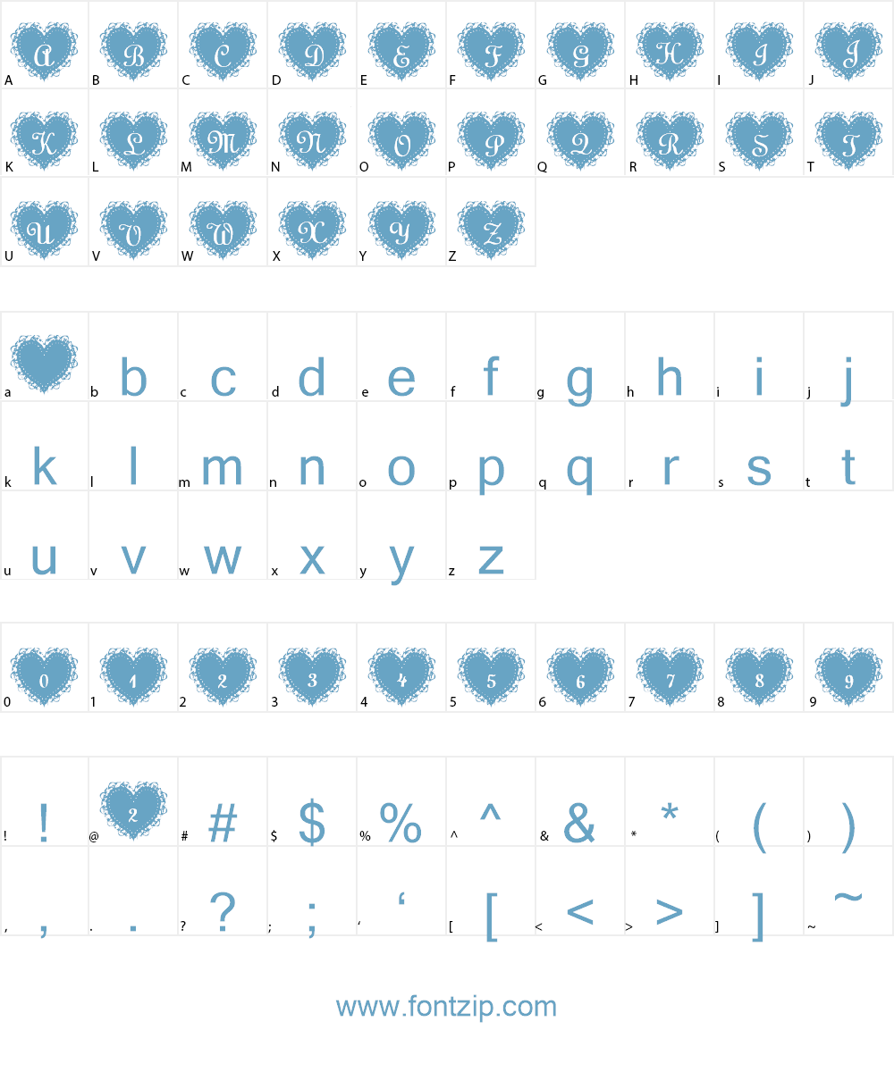 Summer's LaceHearts Font Character